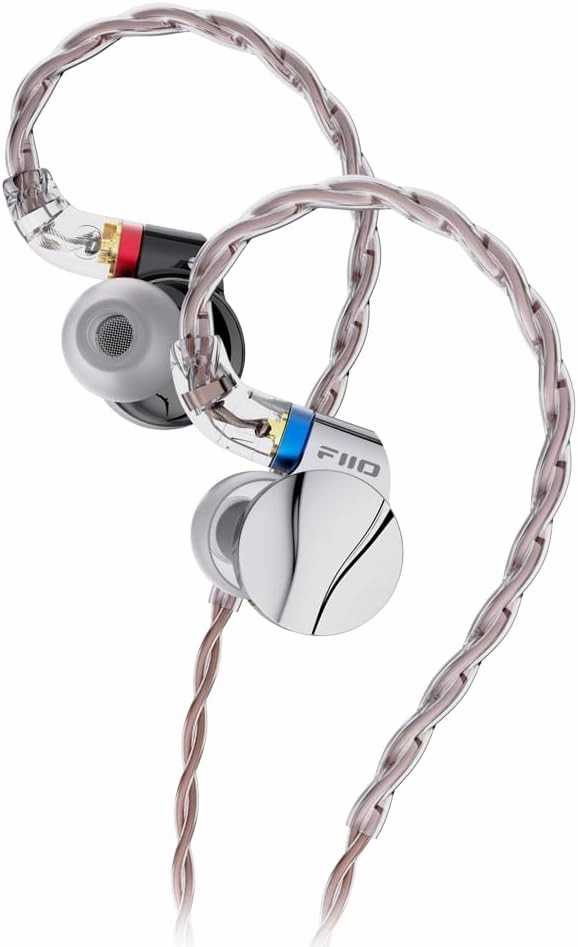 FiiO FD15 13.8mm Magnalium DLC HiFi Dynamic Driver in-Ear Earphone with Stainless Steel Shell, Detachable MMCX Cable (Silver)