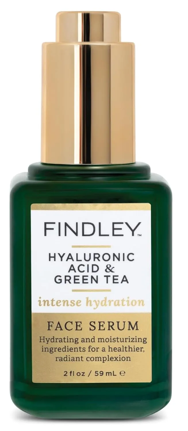 Findley Hyaluronic Acid & Green Tea Intense Hydration Face Serum | Hydrating & Moisturizing | Radiant Complexion (2 Fl Oz)