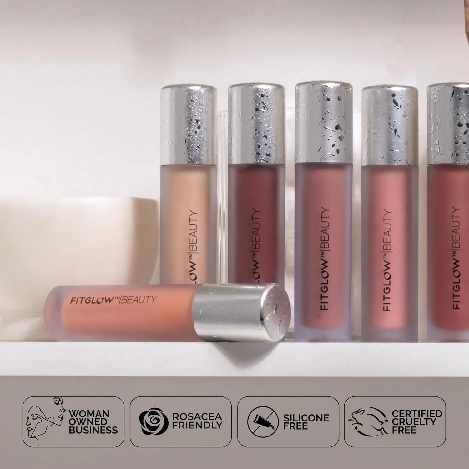 FITGLOW Beauty Lip Colour Serum | Hydrating Lip Gloss | Plumping Anti-Aging Lip Treatment | Natural Shine with Pomegranate Sterols & Collagen | Buildable Color for Dry Chapped Lips | Dahlia - 10g