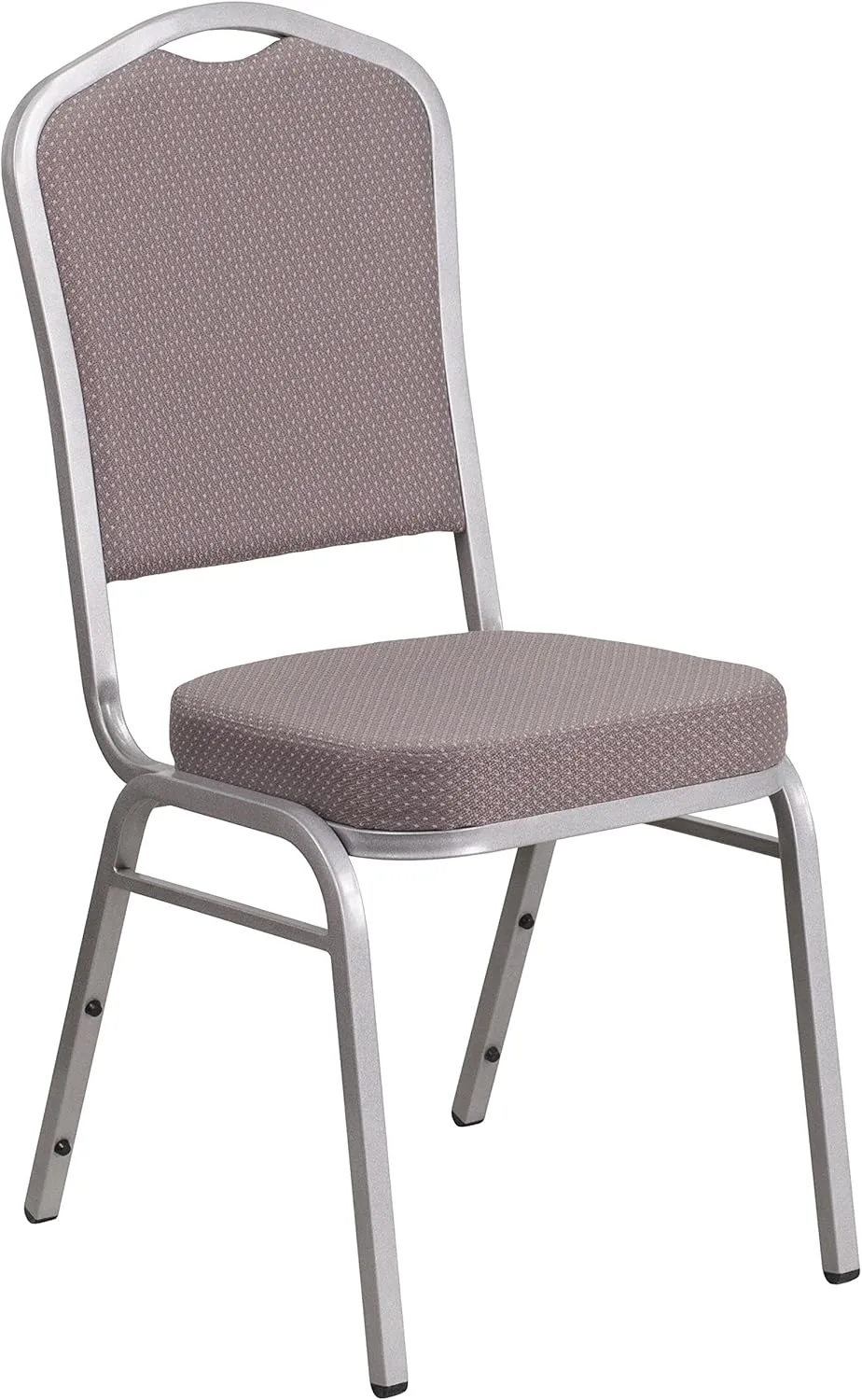 Flash Furniture 4 Pack HERCULES Series Crown Back Stacking Banquet Chair in Gray Dot Fabric - Silver Frame