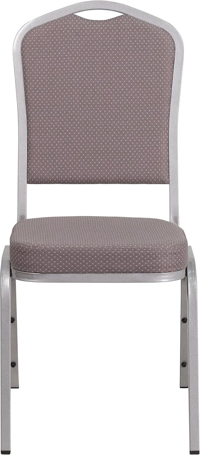 Flash Furniture 4 Pack HERCULES Series Crown Back Stacking Banquet Chair in Gray Dot Fabric - Silver Frame