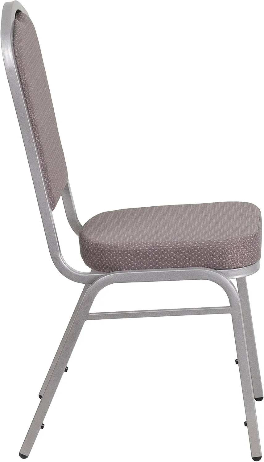 Flash Furniture 4 Pack HERCULES Series Crown Back Stacking Banquet Chair in Gray Dot Fabric - Silver Frame
