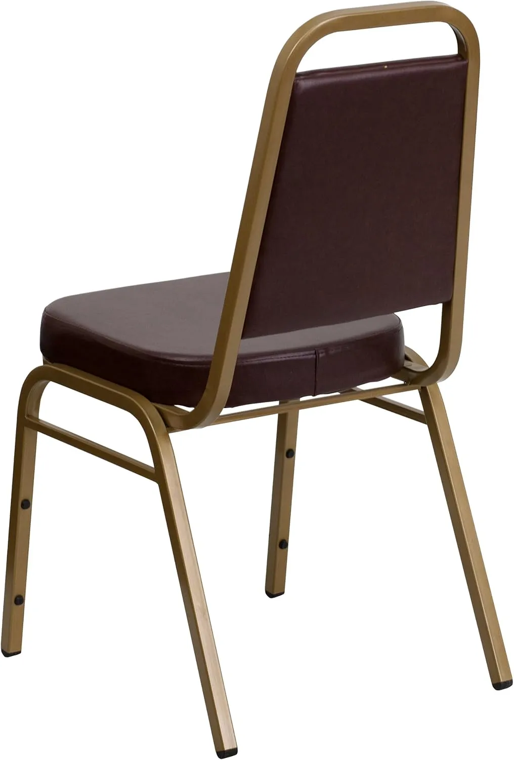 Flash Furniture 4 Pack HERCULES Series Trapezoidal Back Stacking Banquet Chair in Brown Vinyl - Gold Frame