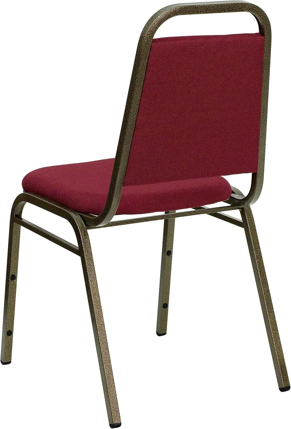 Flash Furniture 4 Pack HERCULES Series Trapezoidal Back Stacking Banquet Chair in Burgundy Fabric - Gold Vein Frame