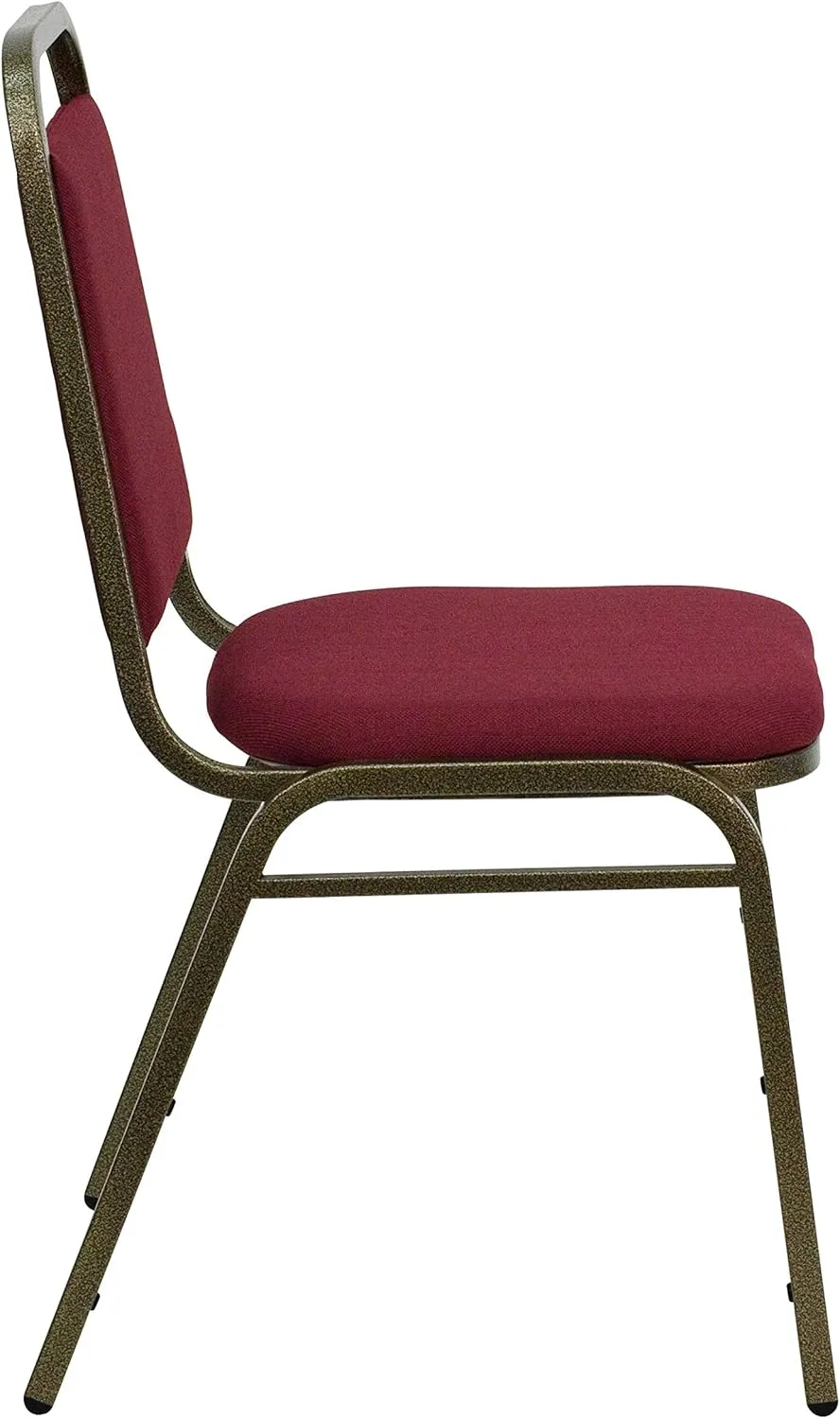 Flash Furniture 4 Pack HERCULES Series Trapezoidal Back Stacking Banquet Chair in Burgundy Fabric - Gold Vein Frame