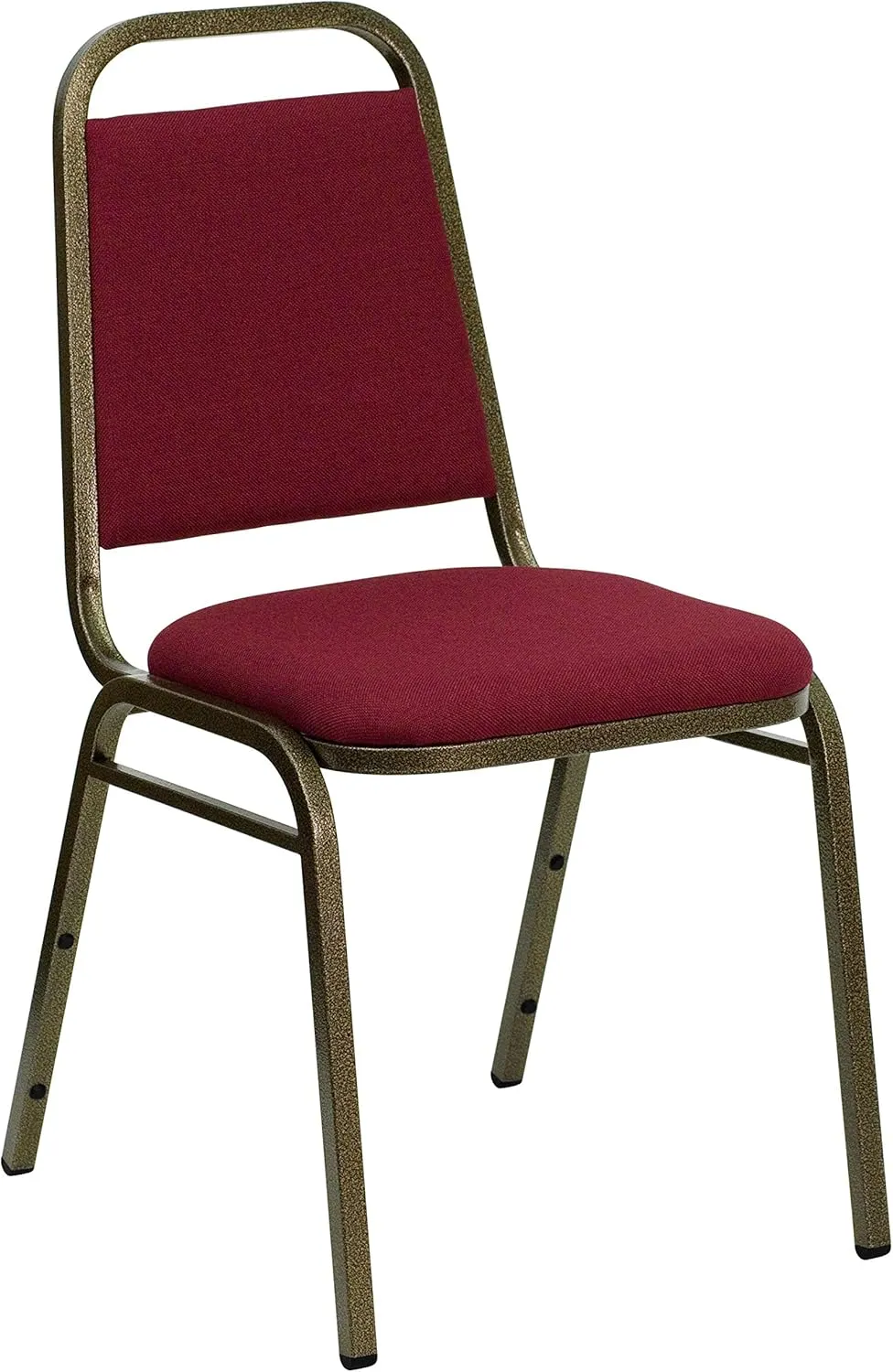 Flash Furniture 4 Pack HERCULES Series Trapezoidal Back Stacking Banquet Chair in Burgundy Fabric - Gold Vein Frame