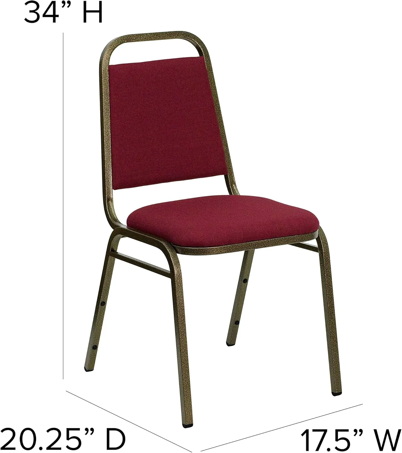 Flash Furniture 4 Pack HERCULES Series Trapezoidal Back Stacking Banquet Chair in Burgundy Fabric - Gold Vein Frame