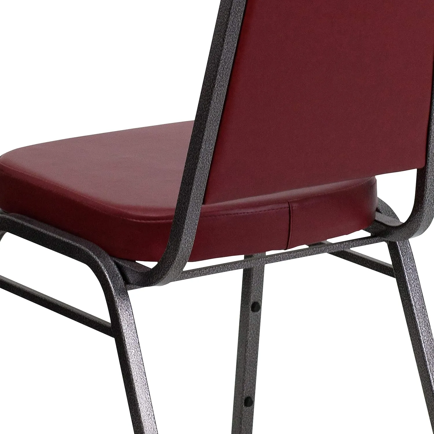 Flash Furniture 4 Pack HERCULES Series Trapezoidal Back Stacking Banquet Chair in Burgundy Vinyl - Silver Vein Frame
