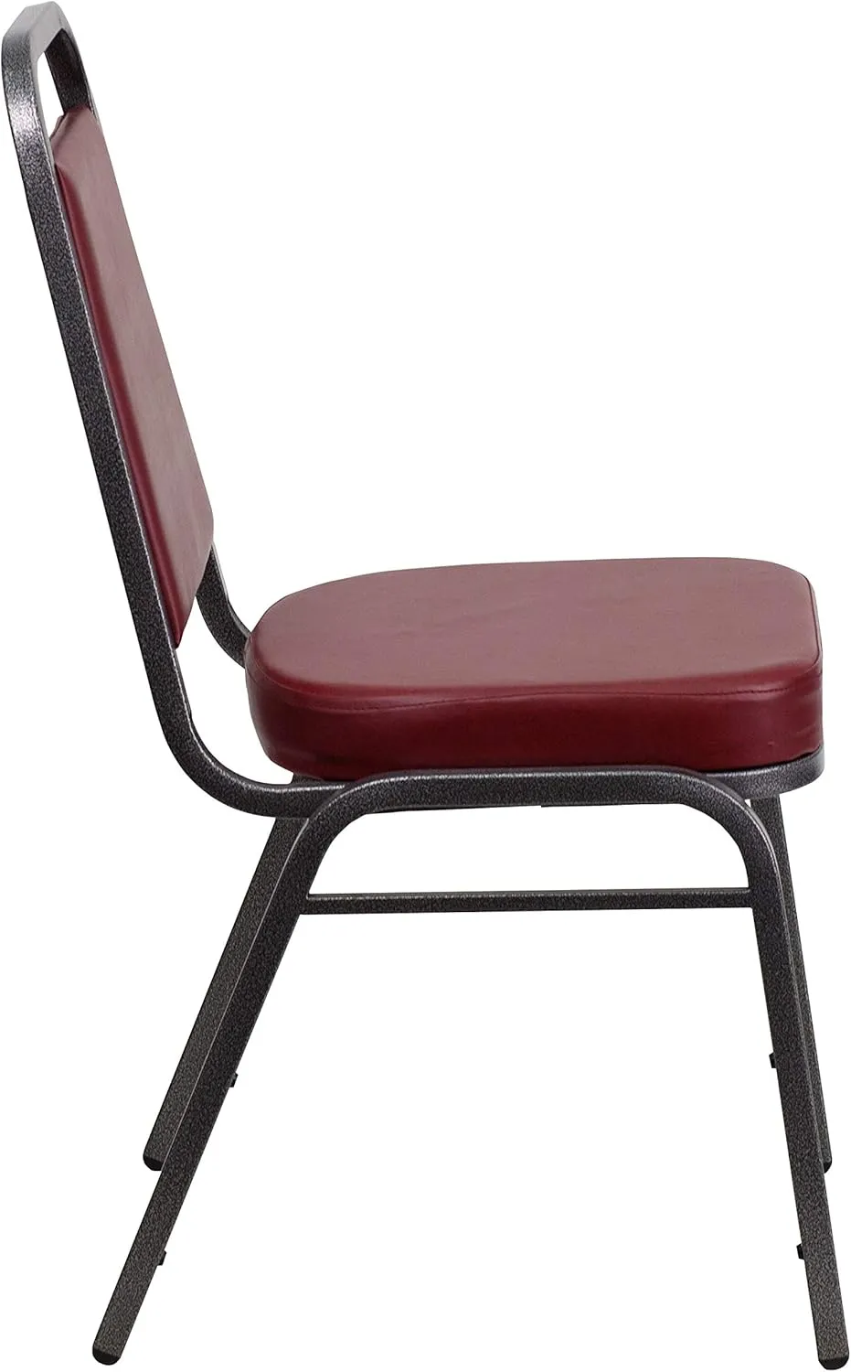 Flash Furniture 4 Pack HERCULES Series Trapezoidal Back Stacking Banquet Chair in Burgundy Vinyl - Silver Vein Frame