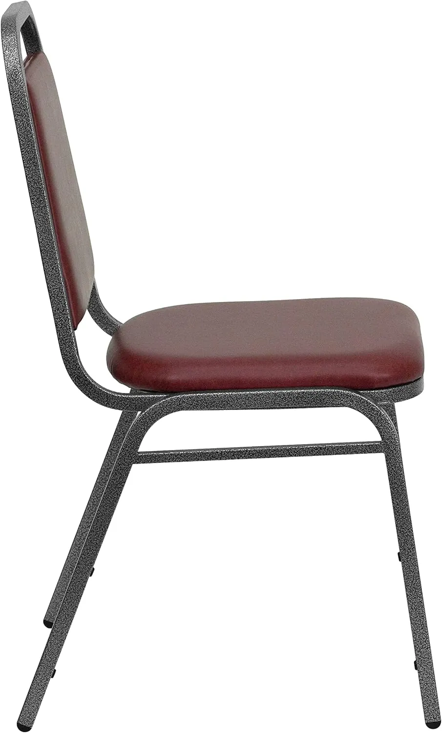 Flash Furniture 4 Pack HERCULES Series Trapezoidal Back Stacking Banquet Chair in Burgundy Vinyl - Silver Vein Frame