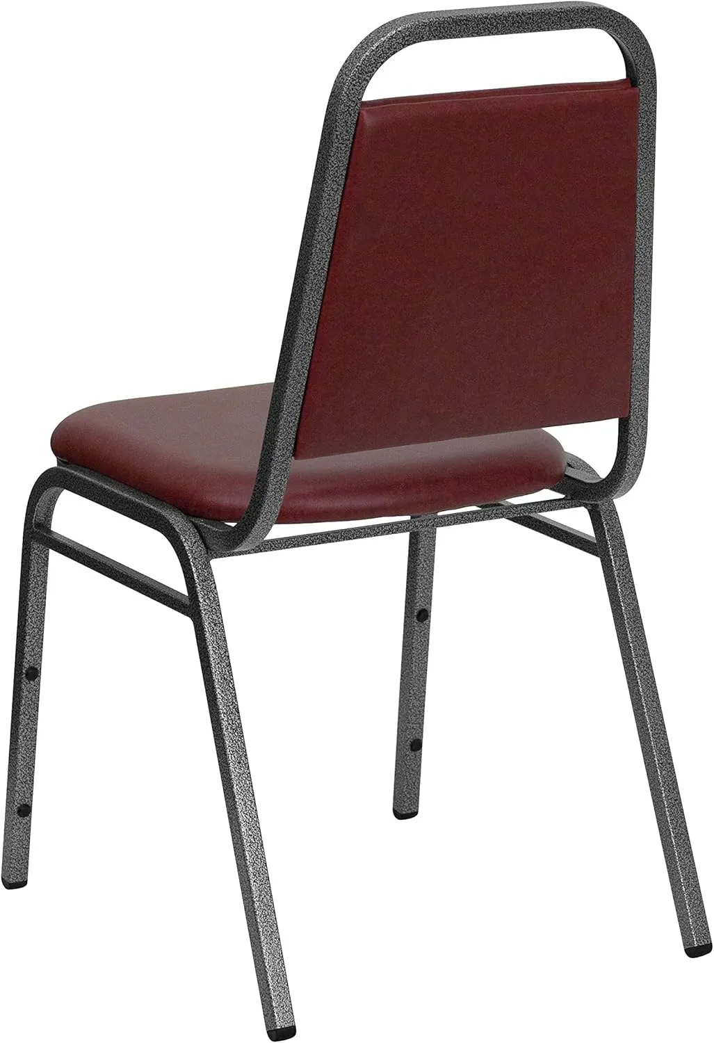 Flash Furniture 4 Pack HERCULES Series Trapezoidal Back Stacking Banquet Chair in Burgundy Vinyl - Silver Vein Frame