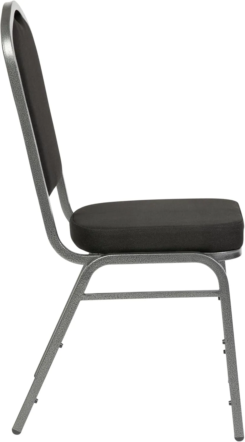 Flash Furniture Hercules Series Crown Back Stacking Banquet Chair in Black Fabric - Silver Vein Frame