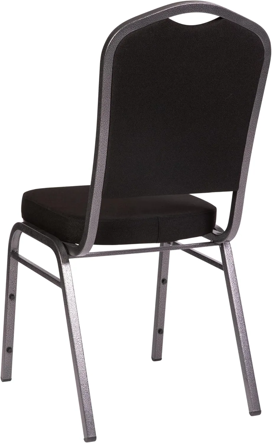 Flash Furniture Hercules Series Crown Back Stacking Banquet Chair in Black Fabric - Silver Vein Frame
