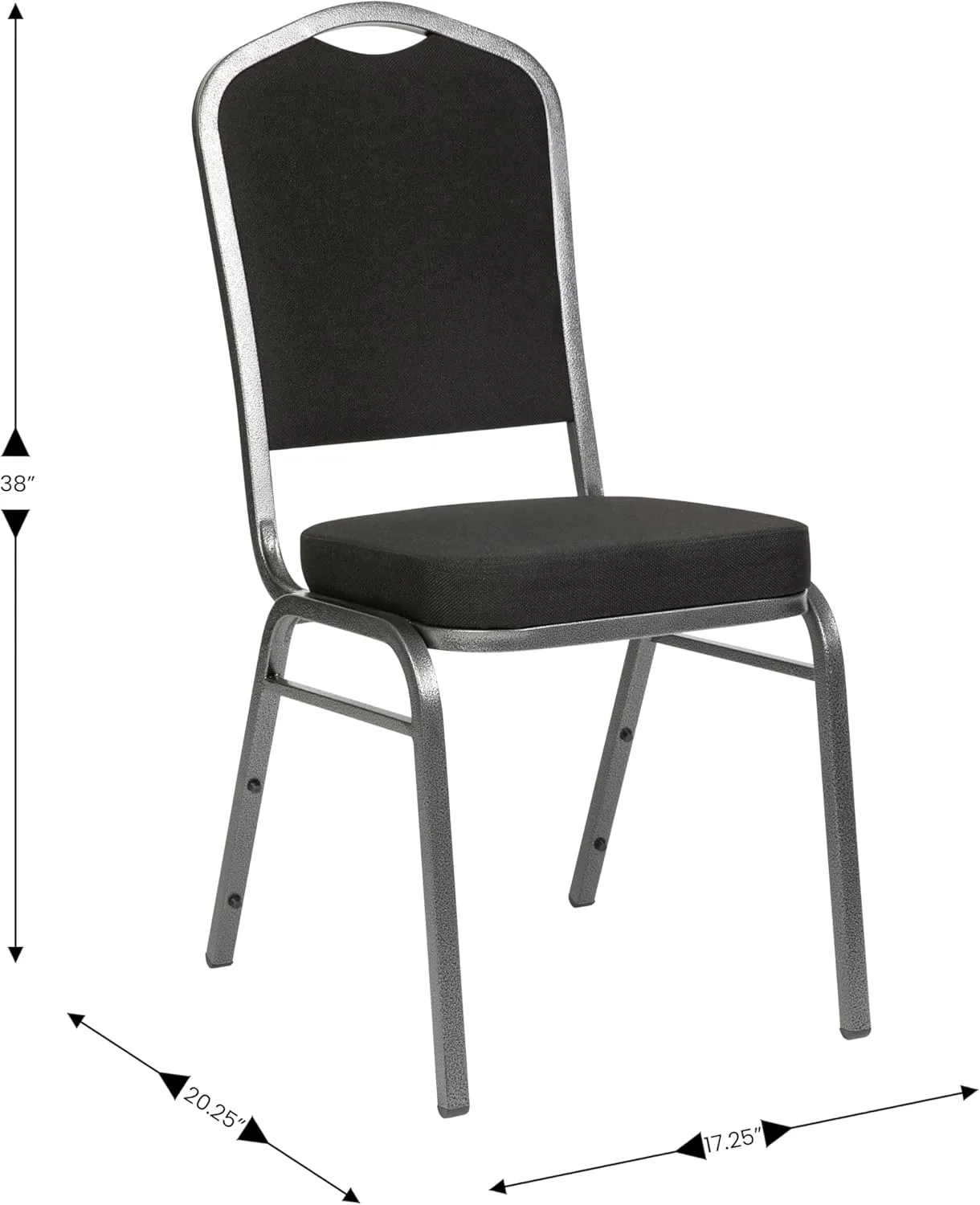 Flash Furniture Hercules Series Crown Back Stacking Banquet Chair in Black Fabric - Silver Vein Frame