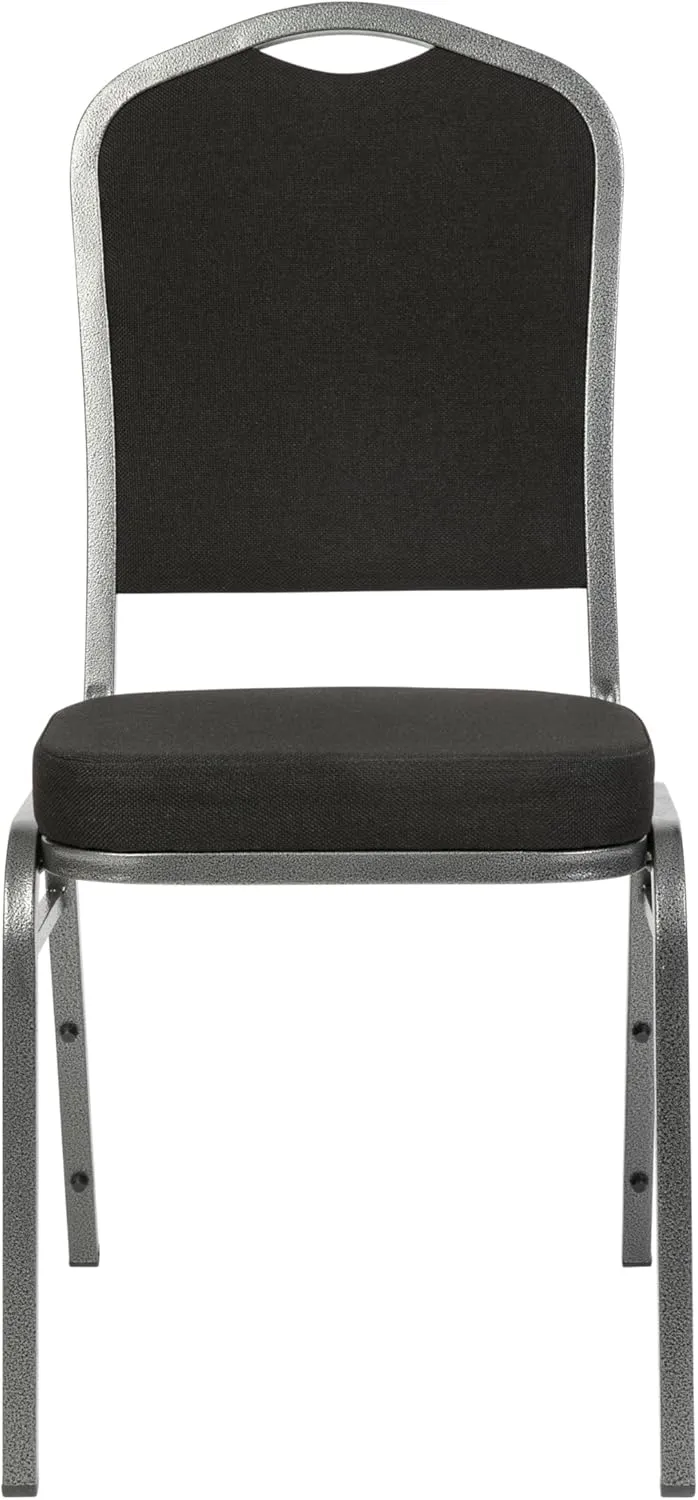 Flash Furniture Hercules Series Crown Back Stacking Banquet Chair in Black Fabric - Silver Vein Frame