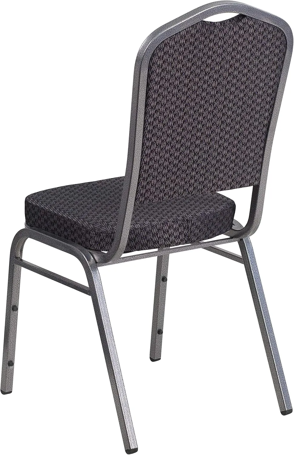 Flash Furniture HERCULES Series Crown Back Stacking Banquet Chair in Black Patterned Fabric - Silver Vein Frame