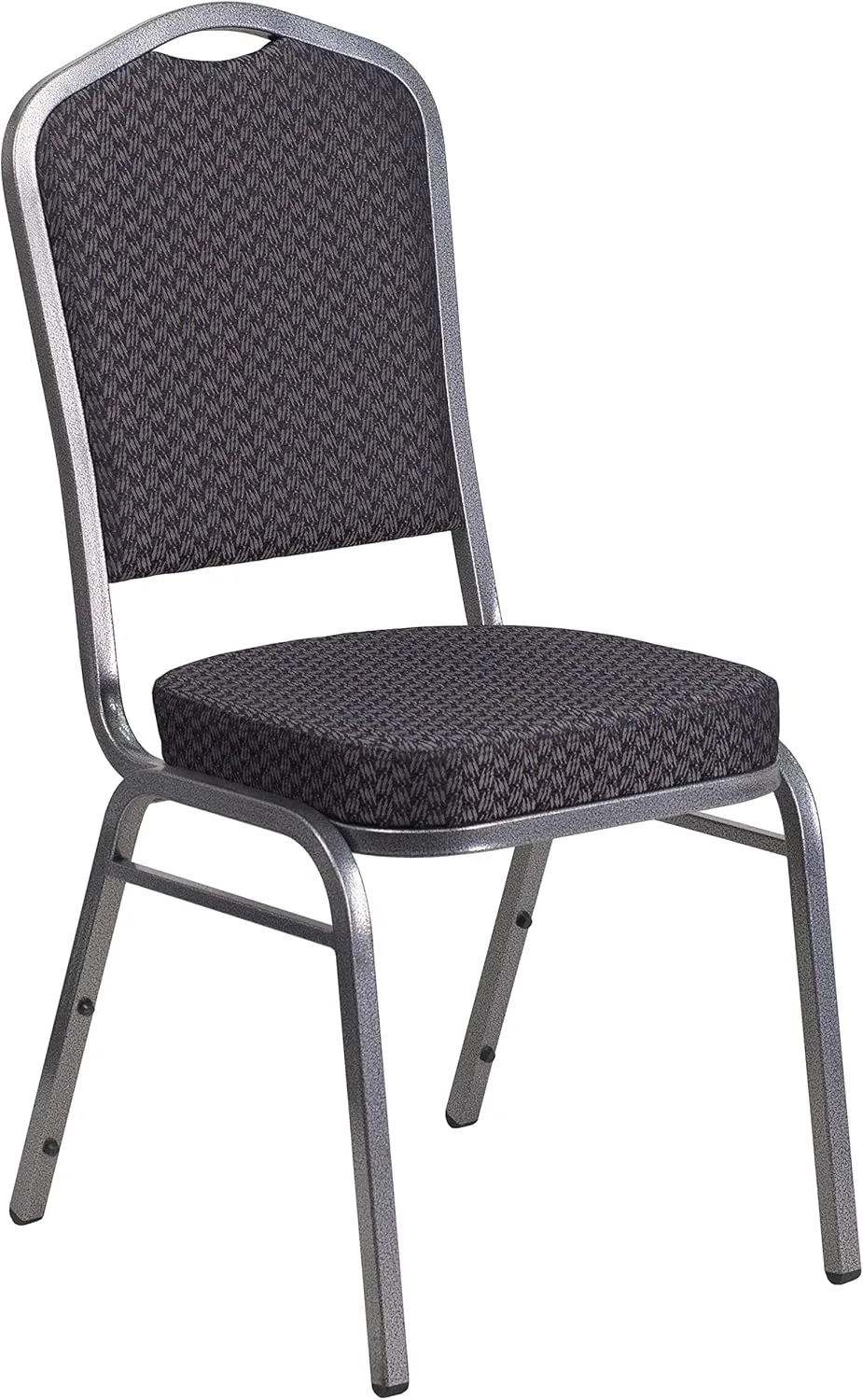 Flash Furniture HERCULES Series Crown Back Stacking Banquet Chair in Black Patterned Fabric - Silver Vein Frame