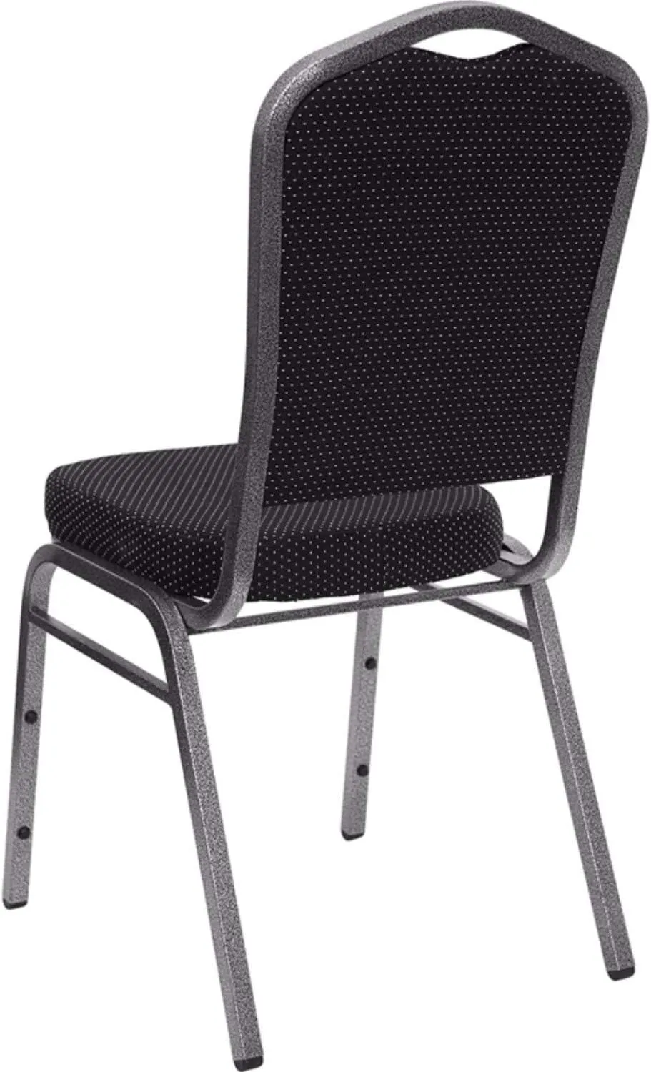 Flash Furniture Hercules Series Crown Back Stacking Banquet Chair, Set of 4, Black Dot Patterned Fabric/Silver Vein Frame