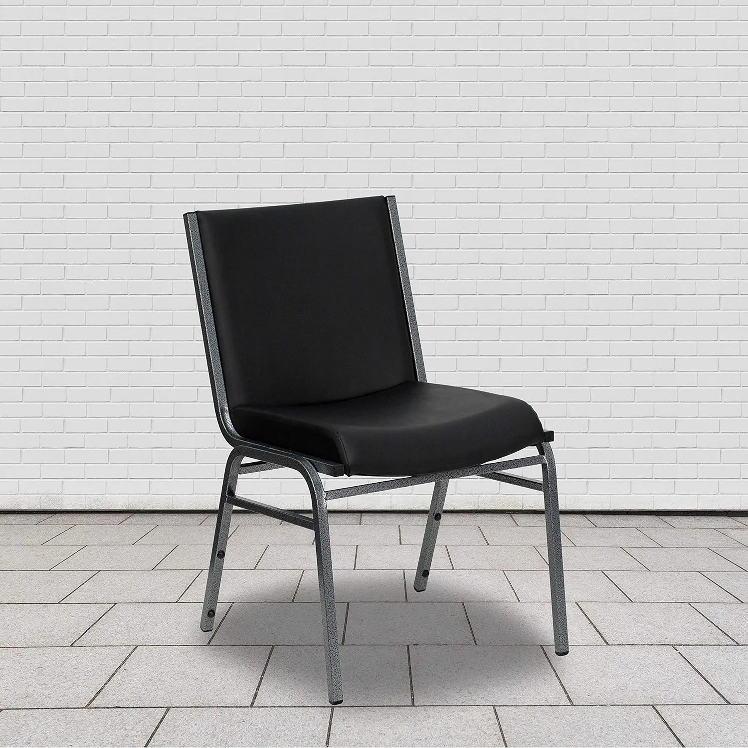 Flash Furniture Hercules Series Heavy Duty Stack Chair, Set of 1, Black Vinyl