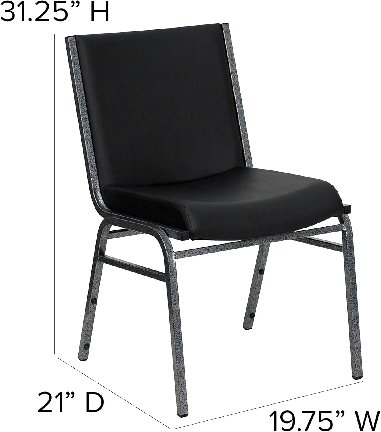 Flash Furniture Hercules Series Heavy Duty Stack Chair, Set of 1, Black Vinyl
