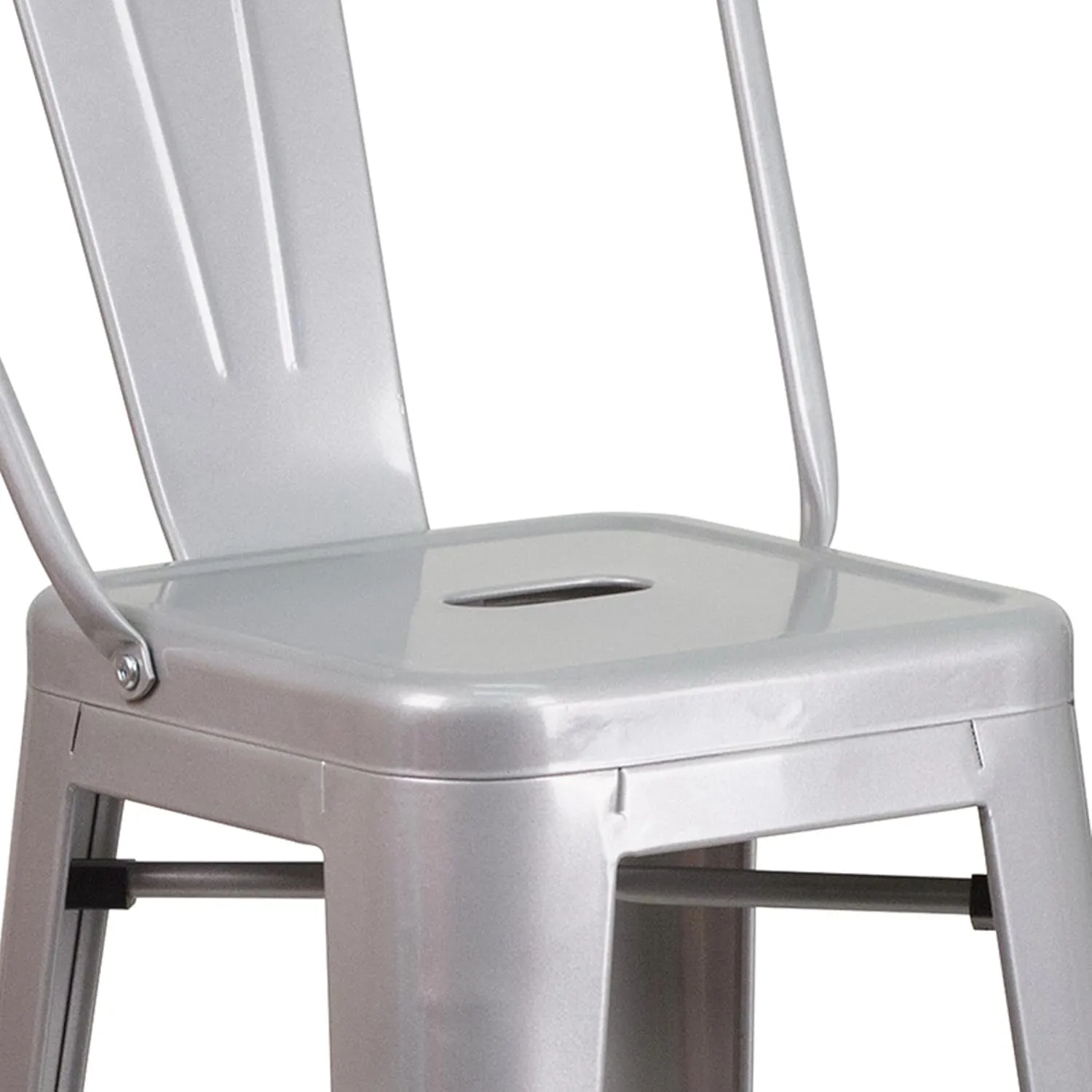 Flash Furniture Lily Commercial Grade 4 Pack 30" High Silver Metal Indoor-Outdoor Barstool with Removable Back