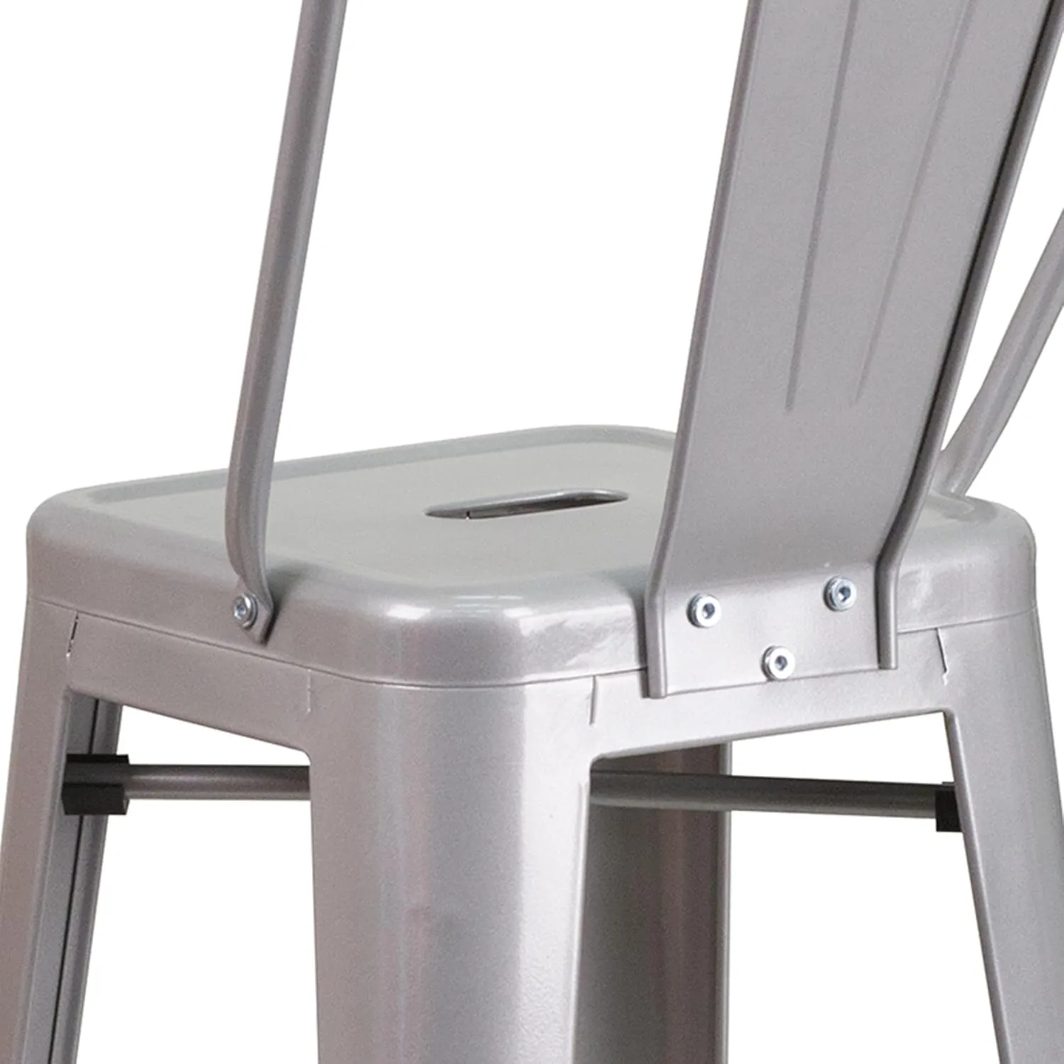 Flash Furniture Lily Commercial Grade 4 Pack 30" High Silver Metal Indoor-Outdoor Barstool with Removable Back