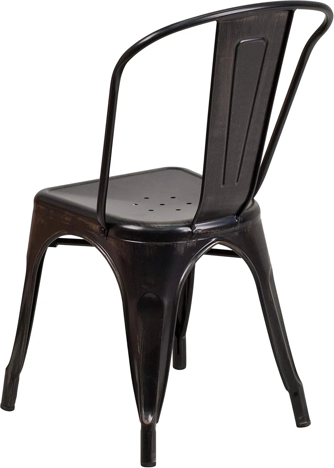 Flash Furniture Perry Commercial Grade Black-Antique Gold Metal Indoor-Outdoor Stackable Chair