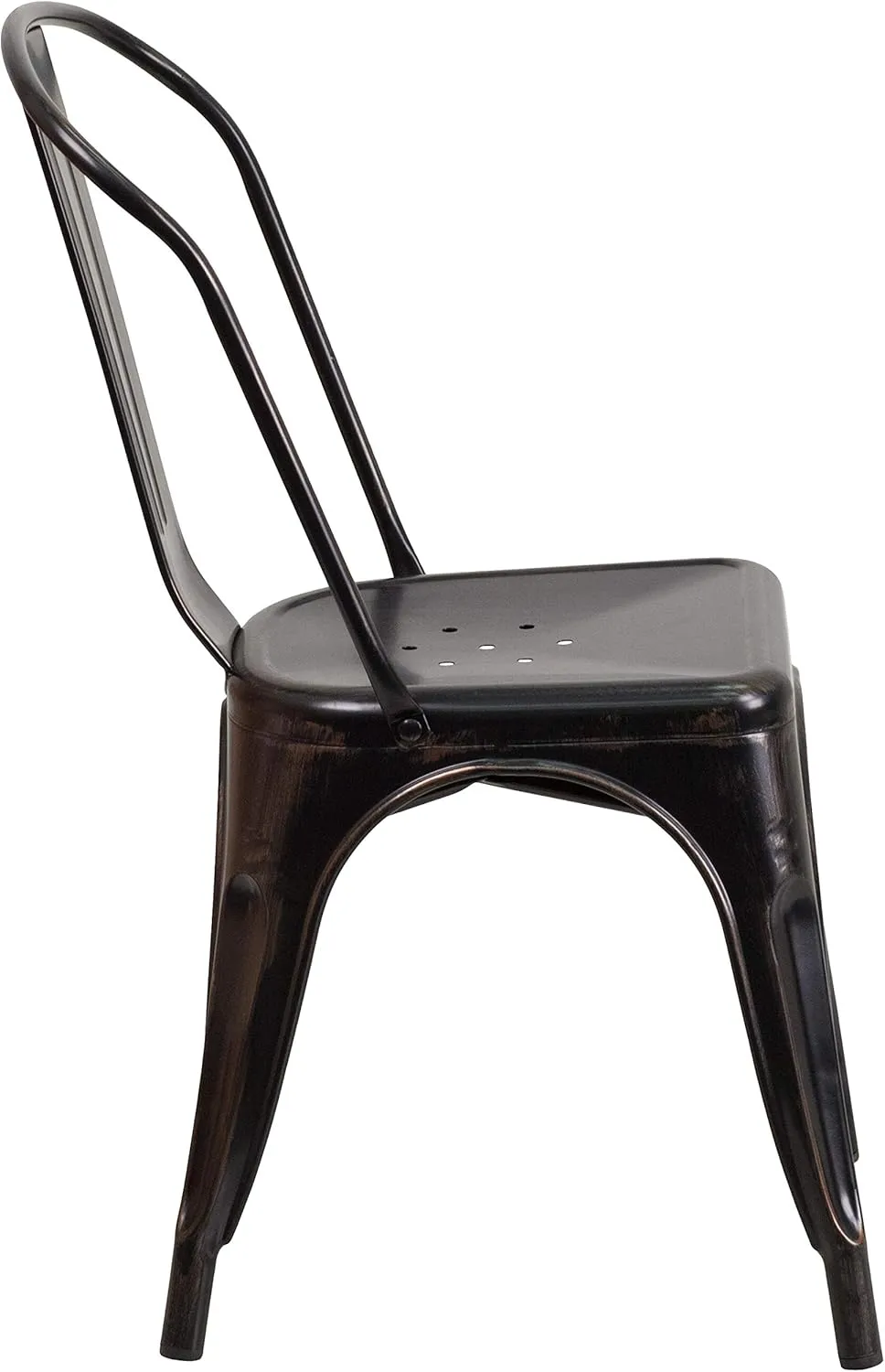 Flash Furniture Perry Commercial Grade Black-Antique Gold Metal Indoor-Outdoor Stackable Chair