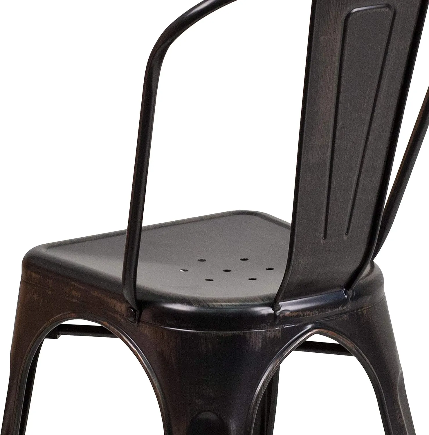 Flash Furniture Perry Commercial Grade Black-Antique Gold Metal Indoor-Outdoor Stackable Chair