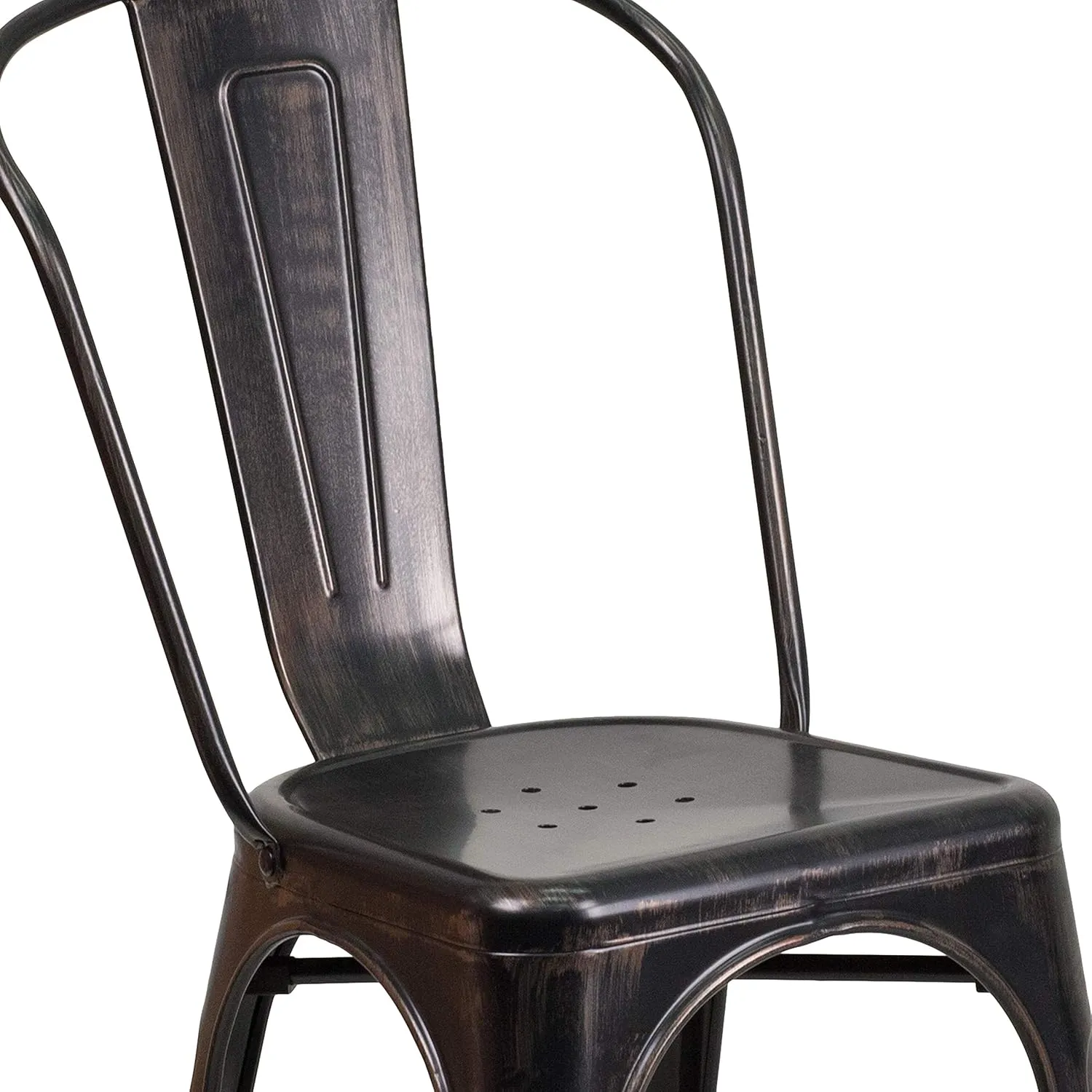 Flash Furniture Perry Commercial Grade Black-Antique Gold Metal Indoor-Outdoor Stackable Chair