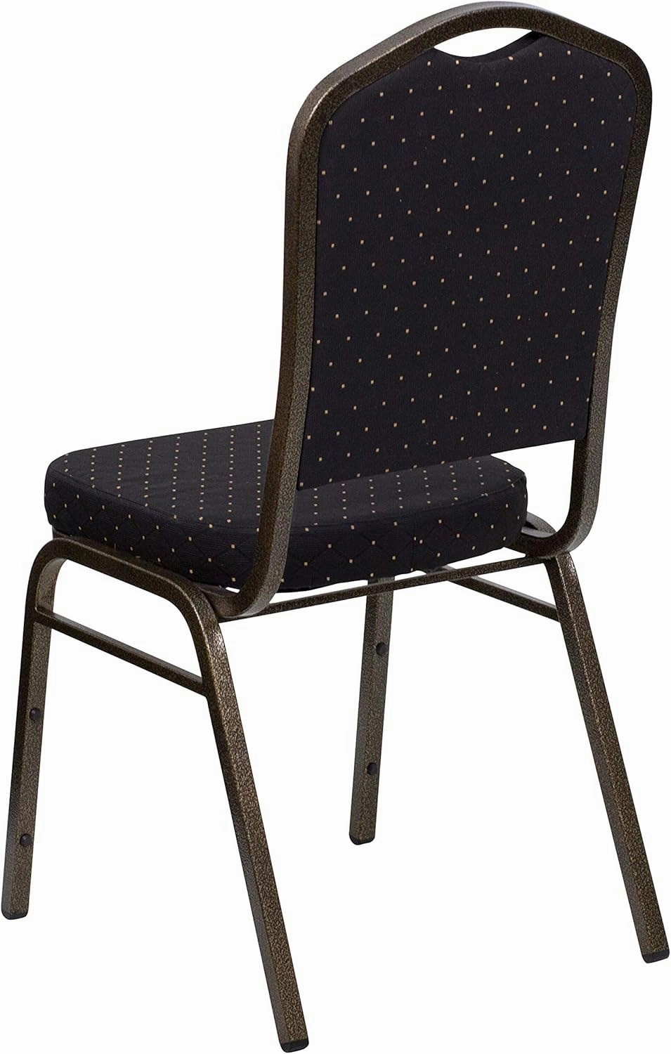 Flash Furniture 4 Pack HERCULES Series Crown Back Stacking Banquet Chair in Black Patterned Fabric - Gold Vein Frame