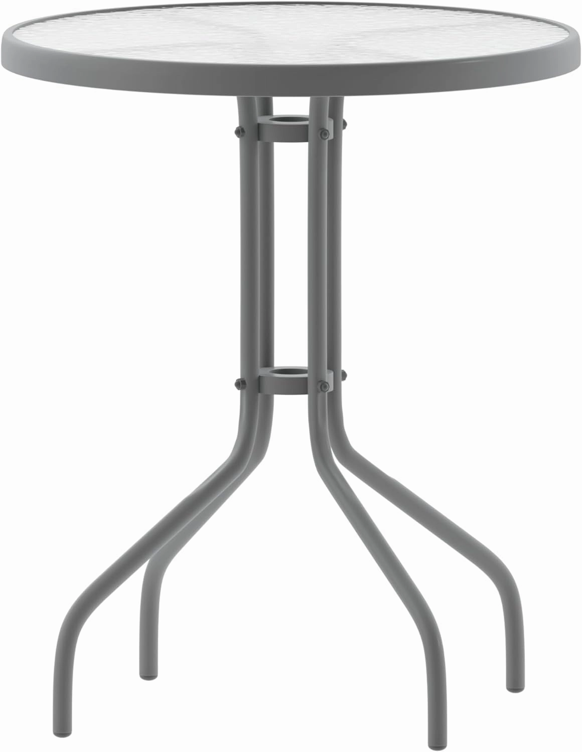 Flash Furniture Bellamy 23.75'' Round Tempered Glass Metal Table, Silver