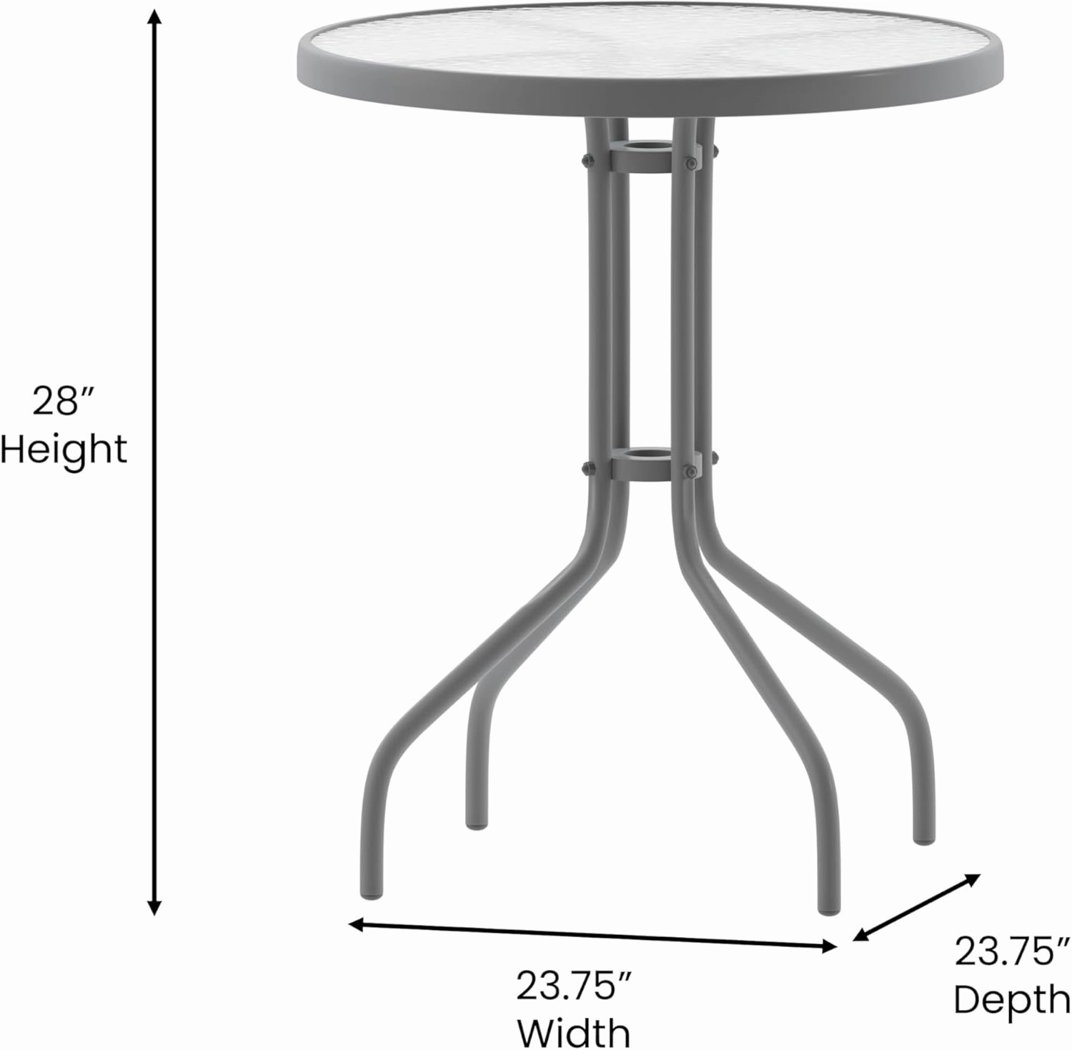 Flash Furniture Bellamy 23.75'' Round Tempered Glass Metal Table, Silver