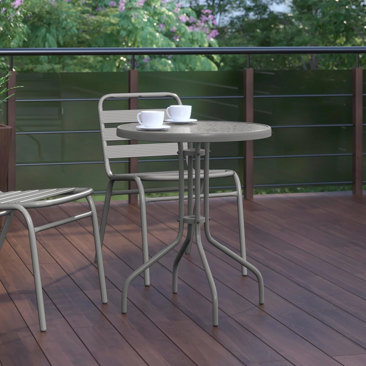 Flash Furniture Bellamy 23.75'' Round Tempered Glass Metal Table, Silver