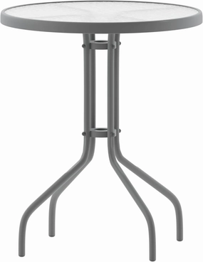Flash Furniture Bellamy 23.75'' Round Tempered Glass Metal Table, Silver
