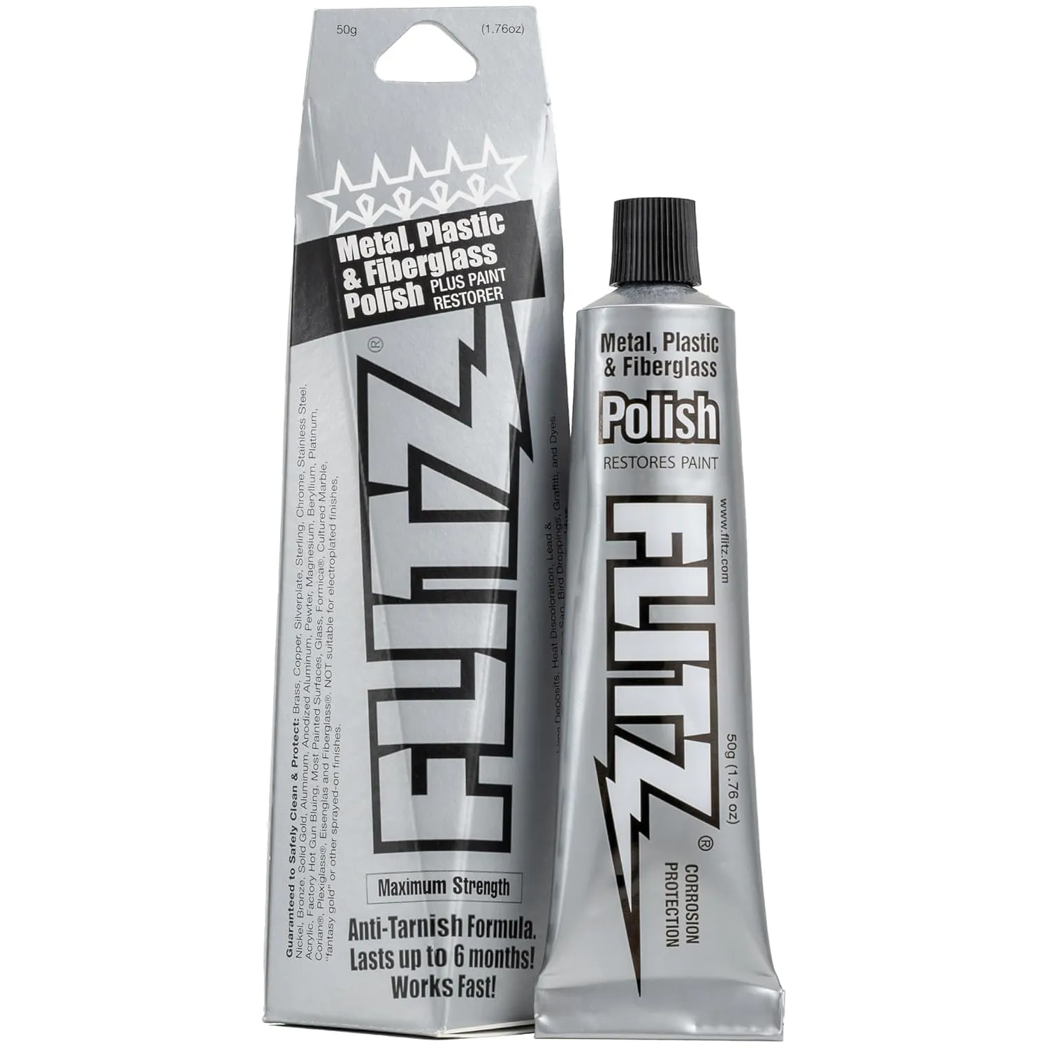 Flitz Metal Polish and Cleaner Paste, Also Works on Plastic, Fiberglass, Aluminum, Jewelry, Sterling Silver - Headlight Restoration and Rust Remover - Made in the USA - 1.76 OZ