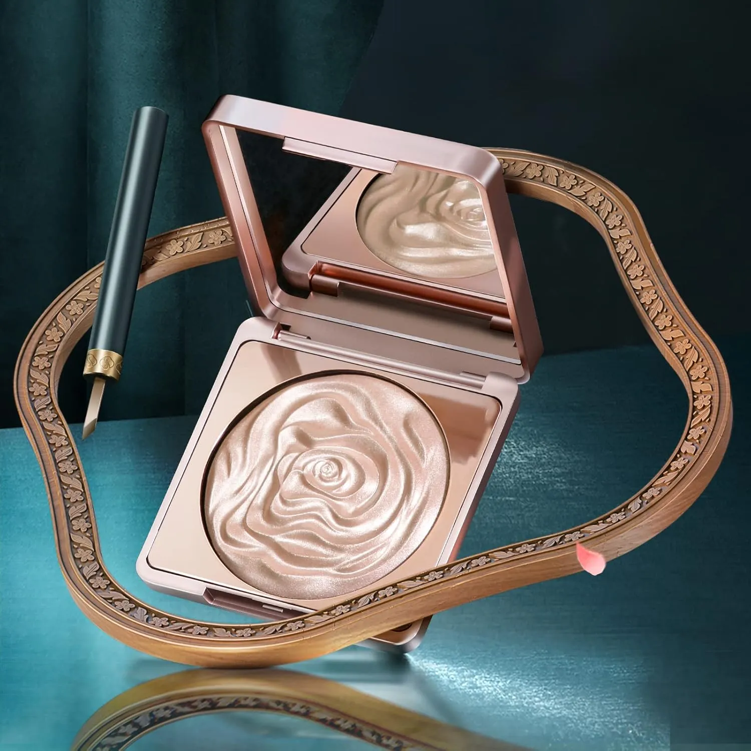 FLORASIS · Peach Blossom Carved Flower Pattern Highlighter 02 Chasing Fireflies: Shimmering Peachy Gold