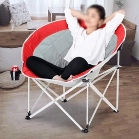 Folding Camping Camping Chair Balcony Chair Plus Cotton Casual Adult Home Folding Chair Lazy Sofa Chair Chairs Foldable(Red)