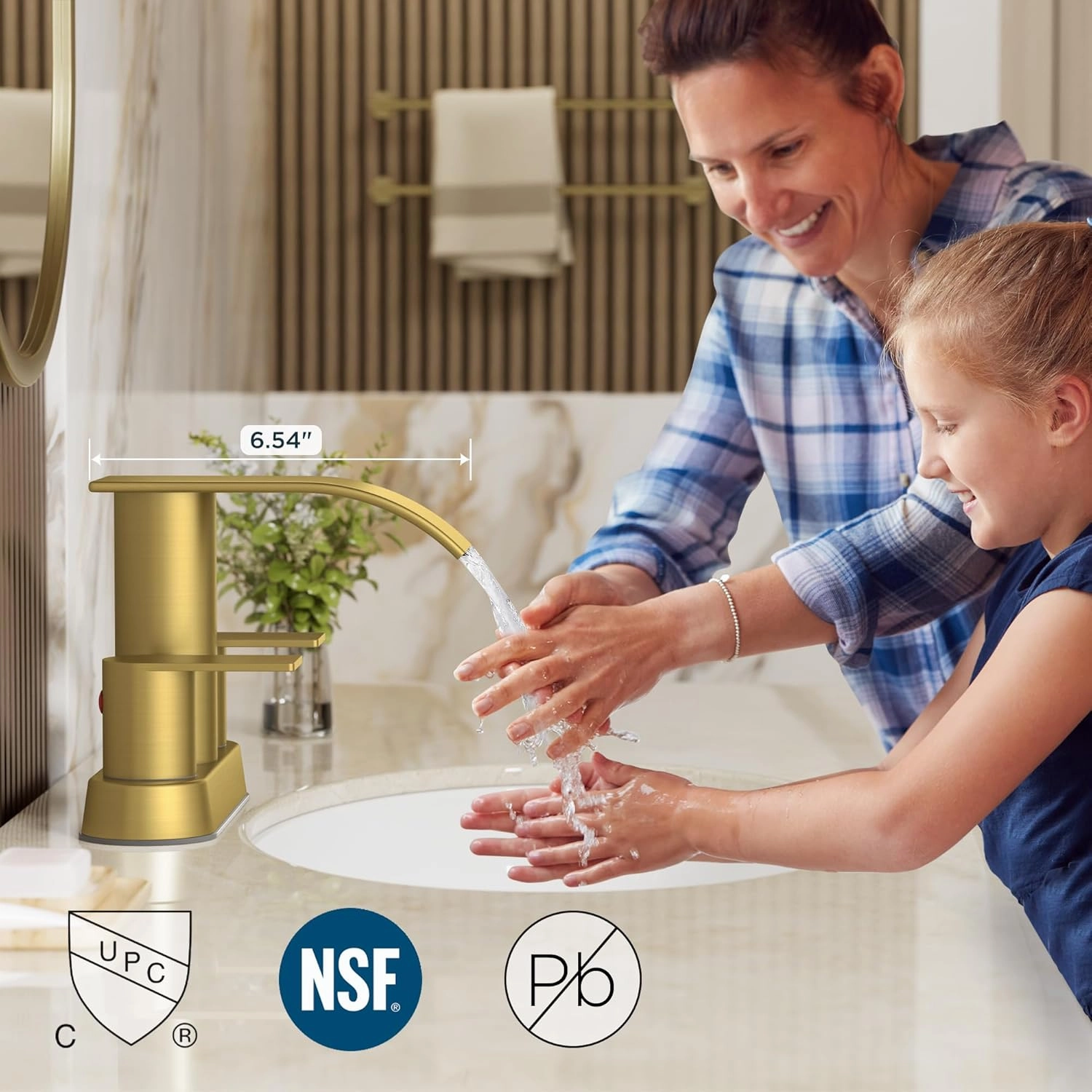 FORIOUS Brushed Gold Bathroom Sink Faucet, Waterfall 4 Inch Centerset Bathroom Faucets with Metal Pop up Drain and cUPC Hose for Basin,Vanity, Rv, Lavatory 2 or 3 Hole Sink