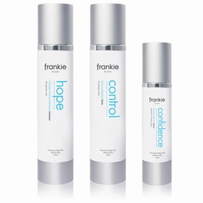 Frankie for Acne 3 Step Skin Care Set - Charcoal Face Wash, Salicylic Acid Exfoliator, Niacinamide Moisturizer - 60 Day Supply