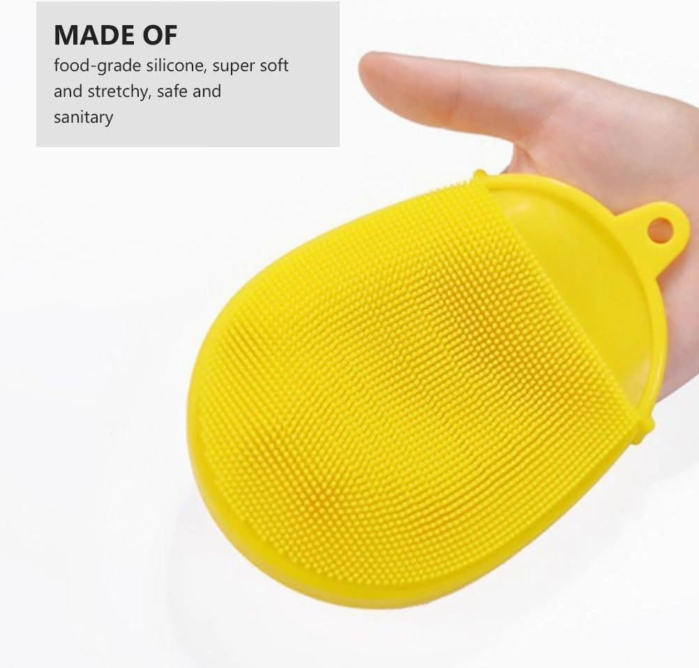 FRCOLOR Silicone Bath Brush Silicone Shower Glove Face Scrub Brush Silicone Loofah Brush Silicone Body Scrub Body Scrubber Silicone Bath Mitt Long Handle Baby Face Brush 3pcs Color Random