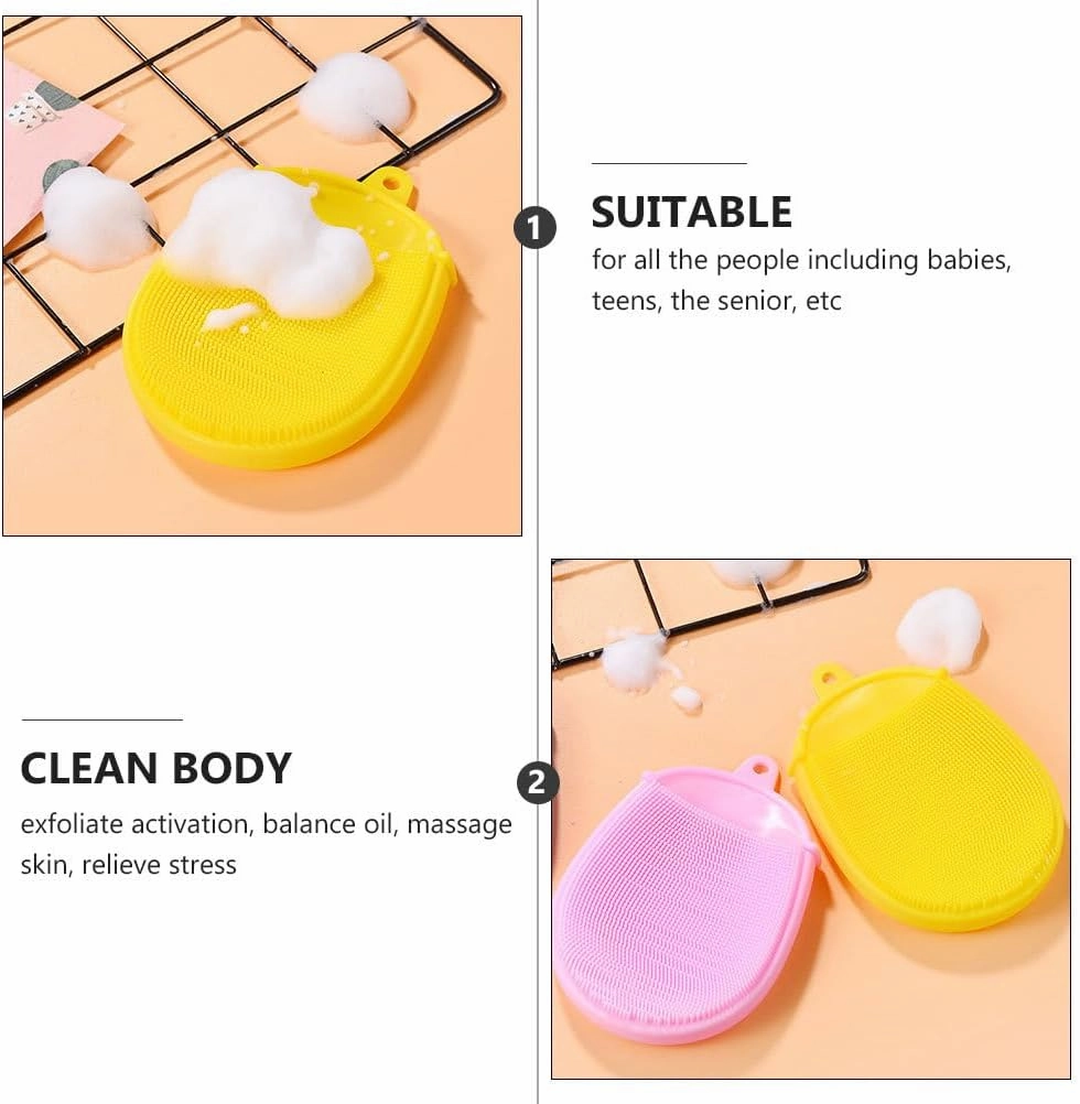 FRCOLOR Silicone Bath Brush Silicone Shower Glove Face Scrub Brush Silicone Loofah Brush Silicone Body Scrub Body Scrubber Silicone Bath Mitt Long Handle Baby Face Brush 3pcs Color Random