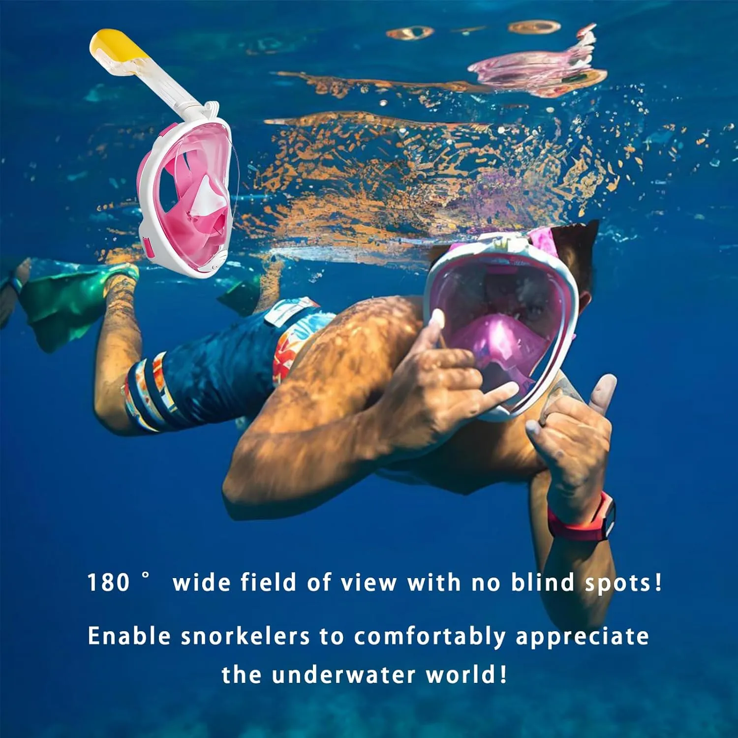 Full Face Dry Snorkeling Mask, Suitable for Beginners Snorkeling Equipment, Free Breathing, 180 Degree Panoramic View, Anti Fog and Leak Proof, It’s The Best Gift for Summer.