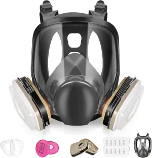 Full Face Respirator Mask - Gas Masks Survival Nuclear and Chemical,Organic Vapor Dust Respirator Cartridges,Ideal for Paint,Polishing,Staining,Sanding,Cutting Use.