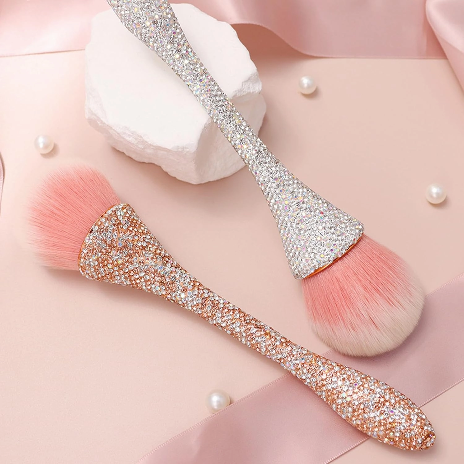 Full Diamond Luxury Shine Nail Art Dust Powder Remover Brush, Nail Art Dust Cleaner Brush, Soft Cleaner Brush for Makeup (Silver)