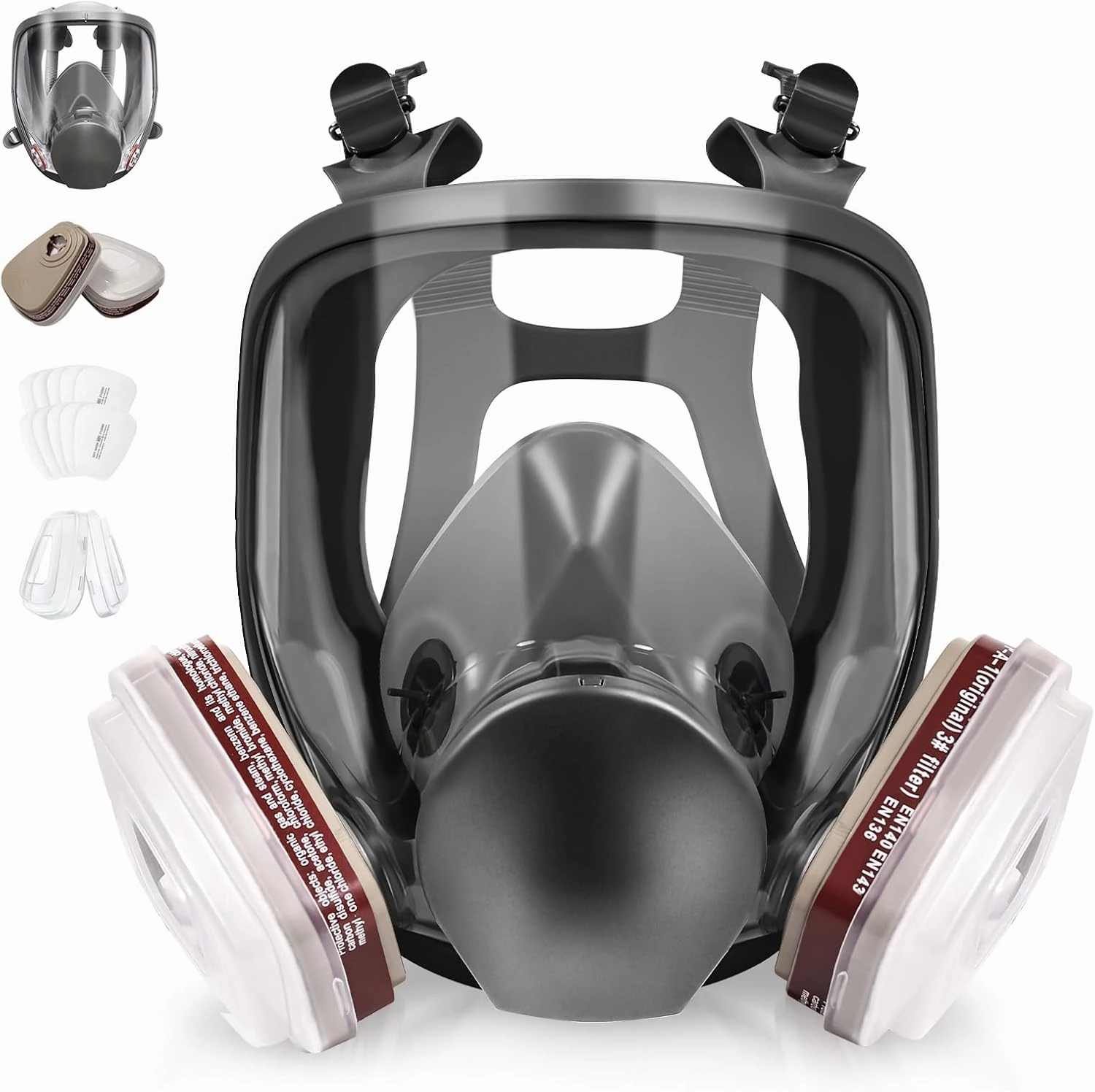 Full Face Respirator Mask - Gas Masks with 6001CN Activated Carbon Air Filters for Painting, Dust, Chemicals