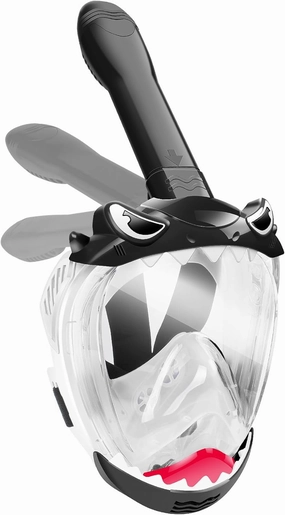 Full Face Snorkel Mask for Kids, Kids Snorkeling Set 180 Degree Panoramic View, Safe Anti-Leak Anti-Fog, Foldable Dry Top Snorkeling Gear for Kids Adult