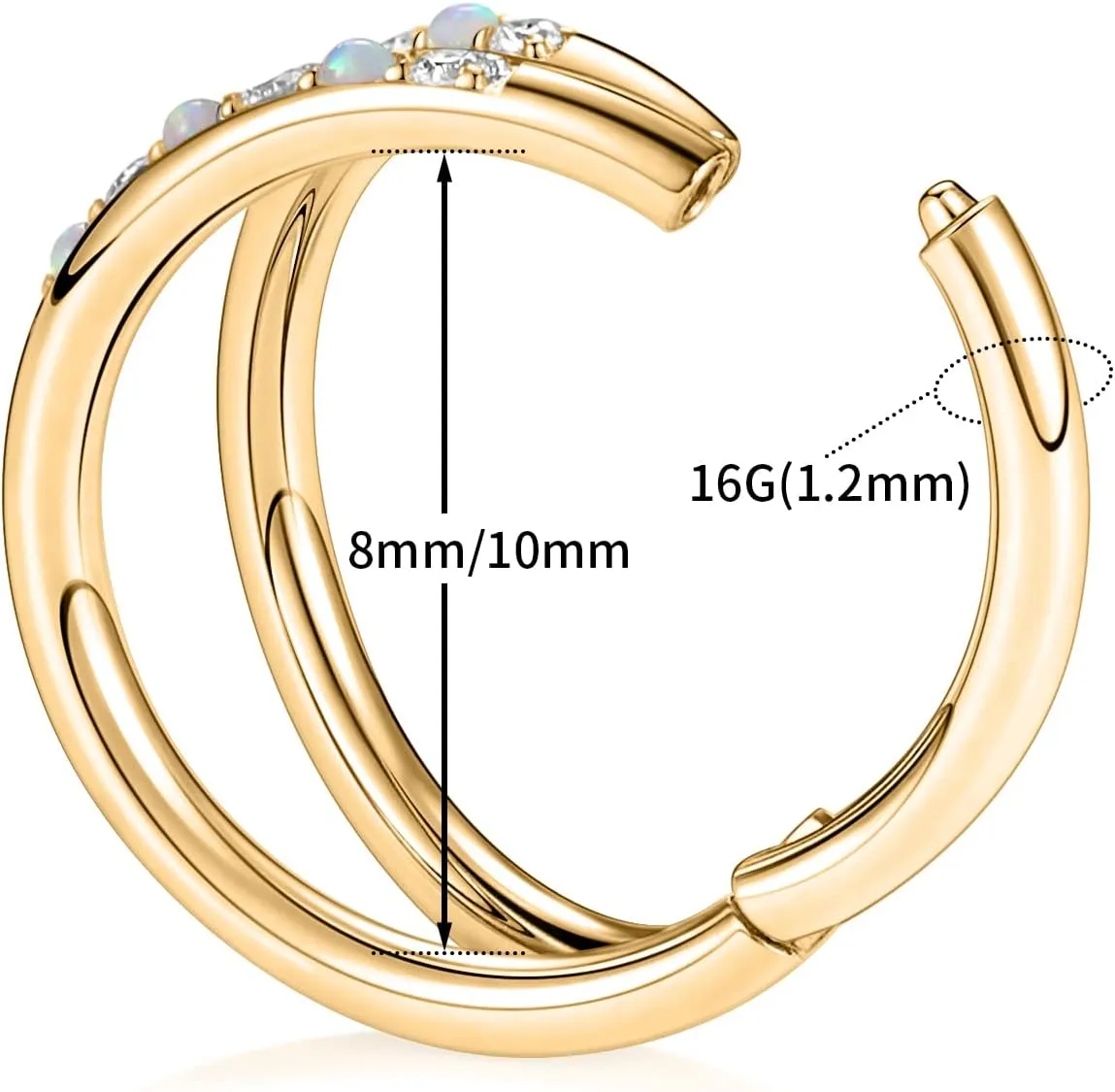 FUNLMO 316L Surgical Steel Nose Hoop Septum Conch Piercing Jewelry Cartilage Daith Helix Tragus Rook Lobe Earring Triple/Double Nose Lip Ring 20G 18G 16G