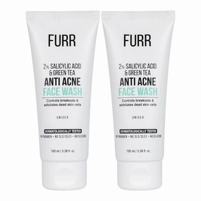 Furr-ry Anti Acne Face Wash 2% Salicylic Acid with Green Tea | Controls Active Acne | Reduces Blemishes | Exfoliates Dead Skin Cells | Face Wash For Men & Women | 100ml