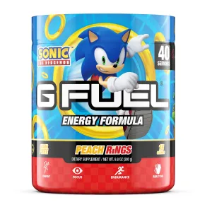 G Fuel Sonic Energy Drink Powder, Pre Workout Caffeine Mix for Gaming, Sugar Free Focus Amino, Vitamin   Antioxidants, 9.8oz (Peach Ring Candy, 40 Servings)